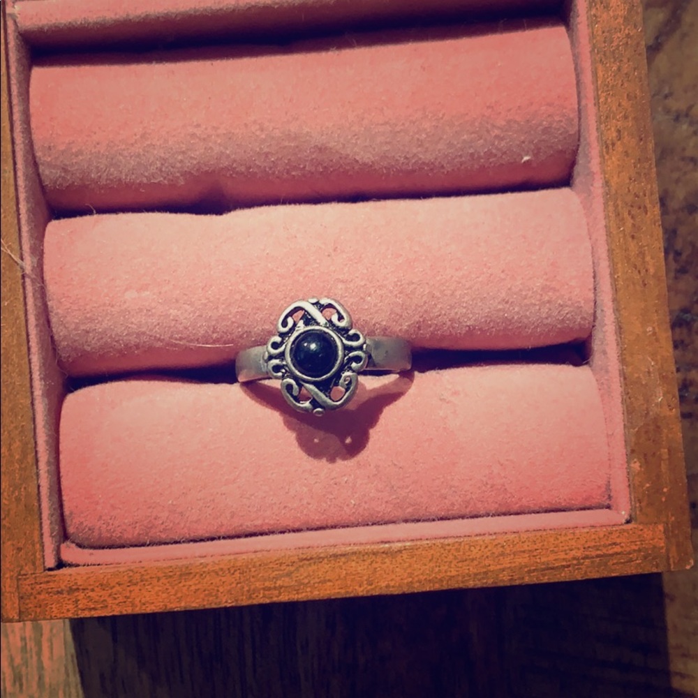 Silver and black ring